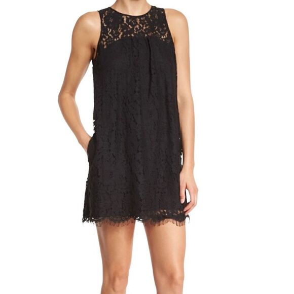 JOIE Lace Sleeveless Shift Fahfia B Dress, Black, Medium - Picture 2 of 12